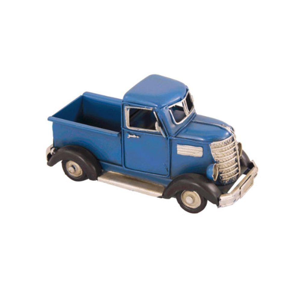 Pickup Miniatura Caminhonete em Metal - Decoração Vintage - Azul 17cm