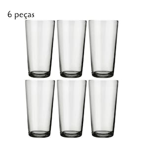Jogo De Copos Em Vidro Long Drink 6 Peças 264Ml Transparente
