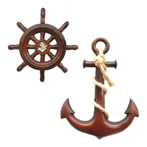 Âncora E Timão Decoração casa praia náutica 23 Cm E 32 Cm
