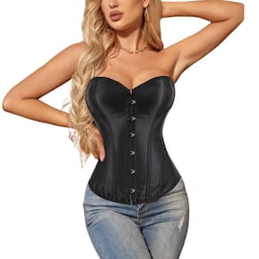 Corset Corselet Espartilho Modelador Acetinado Linha Casual Tam 36 a 56 Preto M121