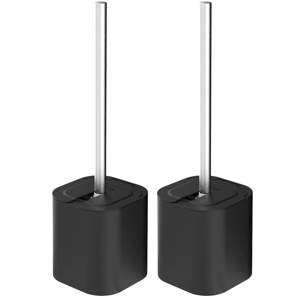 Conjunto 2 Escovas Sanitárias com Suportes para Banheiro Lavabo Polipropileno Dual OU Preto