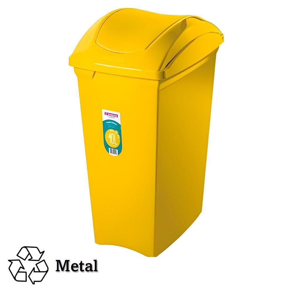 Lixeira 40 Litros Seletiva Amarela Para Metal Cesto De Lixo Tampa Basculante - SR64/23 Sanremo