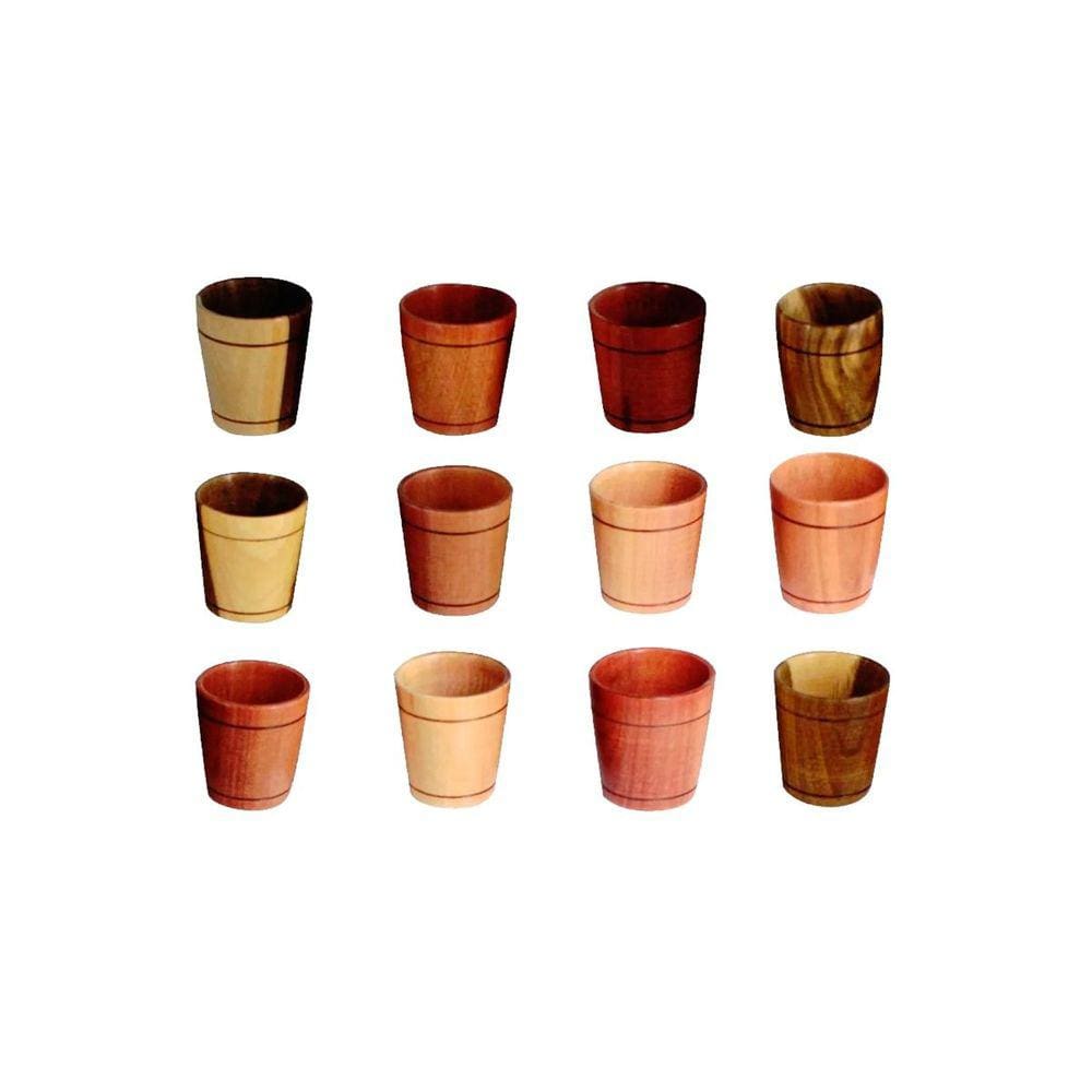 Kit 12 Und Copinho De Pau Madeira 6x4cm