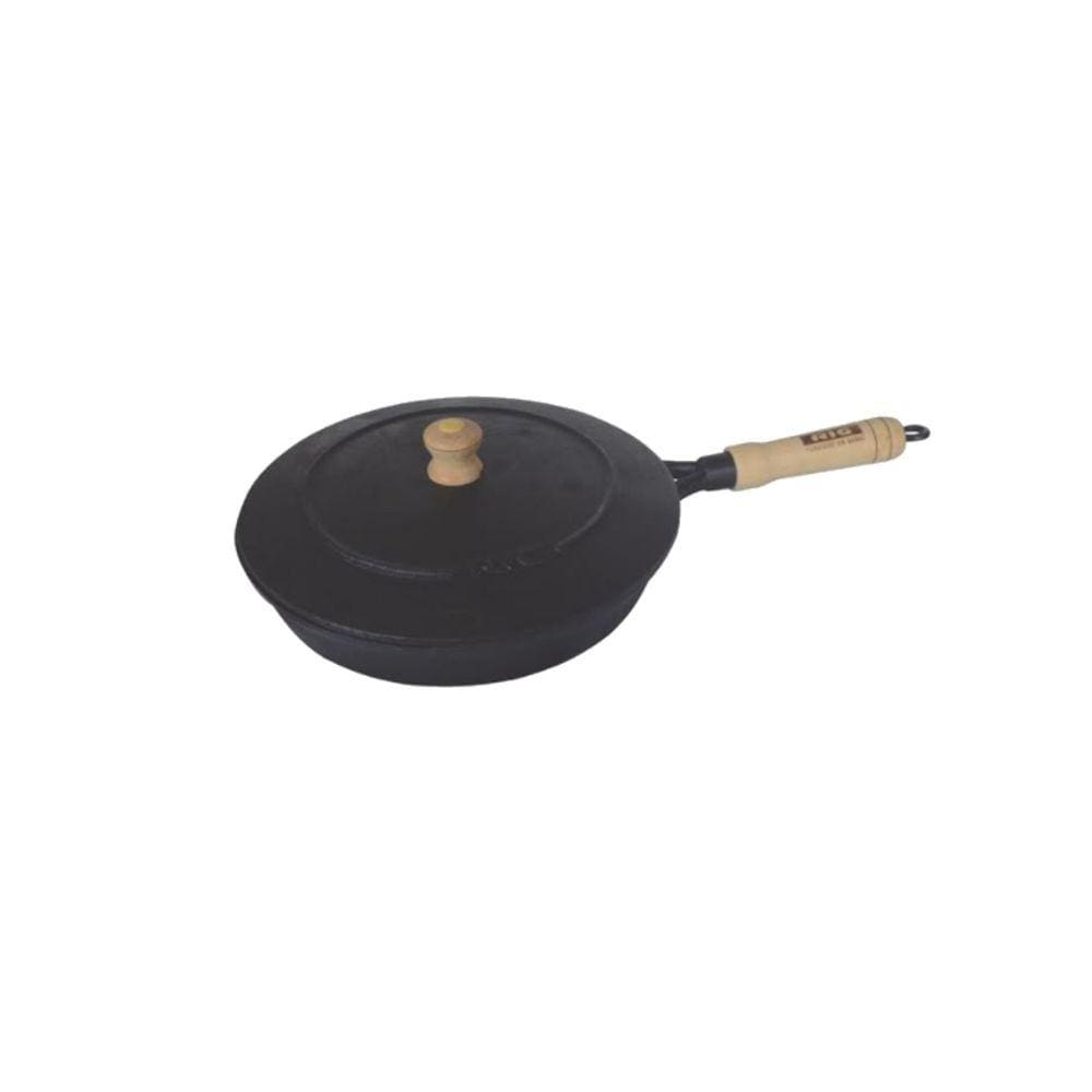 Frigideira De Ferro Fundido Com Tampa - Largura 23,5cm