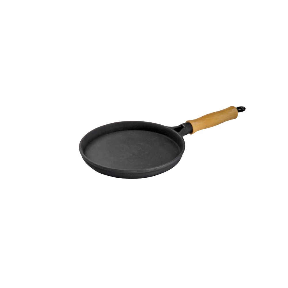 Frigideira Ferro Cabo Madeira Para Tapioca Ou Omelete 18cm