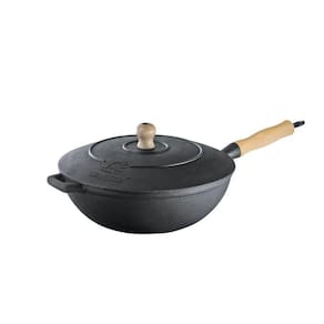 Panela Frigideira Wok Em Ferro Fundido Com Tampa 28 Cm