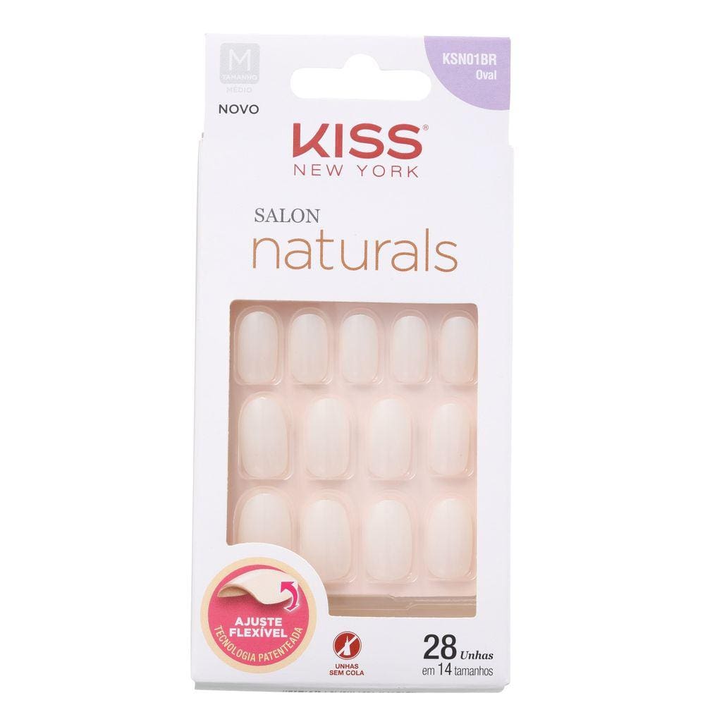 Kiss New York Salon Naturals Oval Médio - Unhas Postiças BLZ