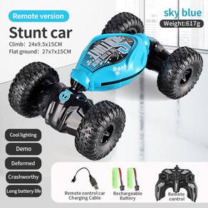 Carro Controle Remoto Acrobático Stunt Off Road 4x4 Duplo Lado e Altura - Azul