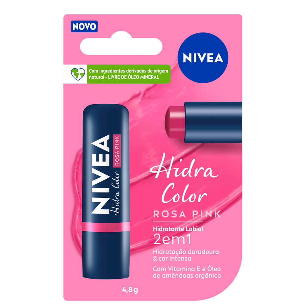 Hidratante Labial NIVEA Hidra Color 2 em 1 Rosa Pink 4,8g