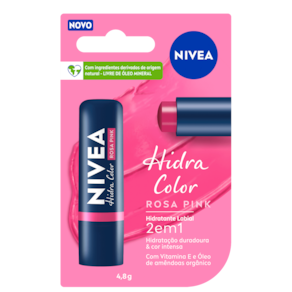 Hidratante Labial NIVEA Hidra Color 2 em 1 Rosa Pink  4,8g