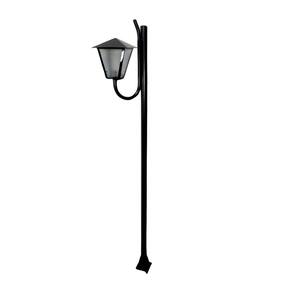 Poste Braço Curvo e Luminária Romana de Jardim Preto 200cm