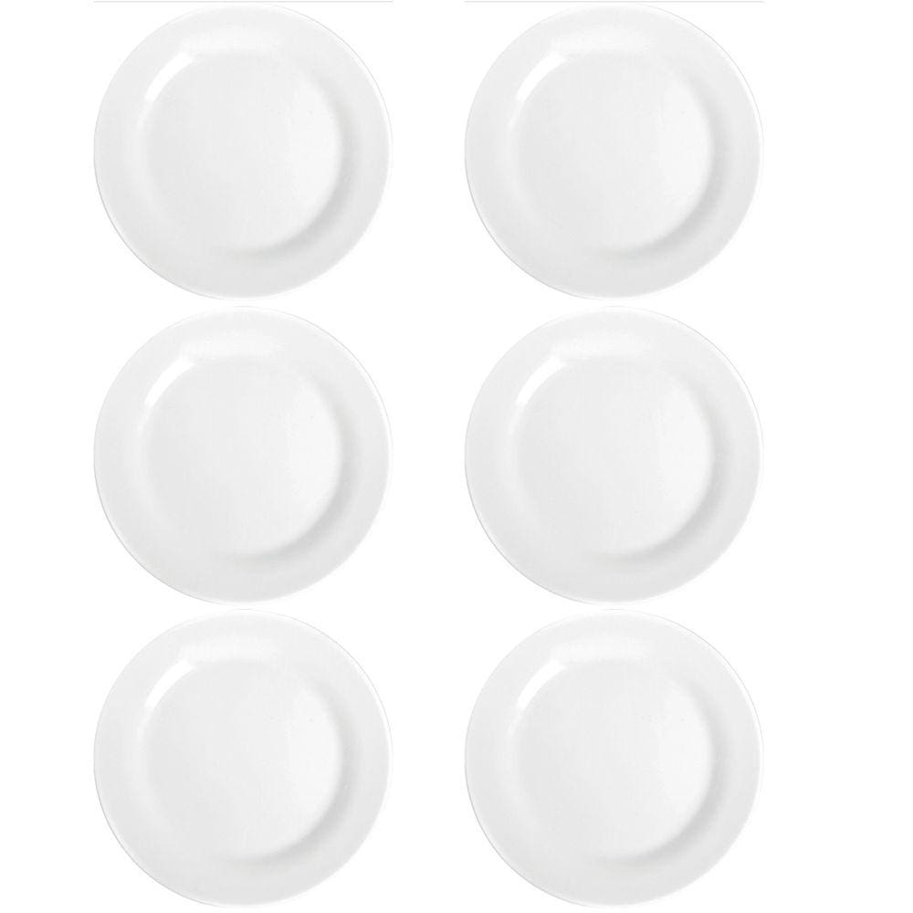 Jogo de 6 Pratos Rasos Conjunto Duralex Grande Brancos Opaline Menu Nadir Figueiredo em Vidro Temperado