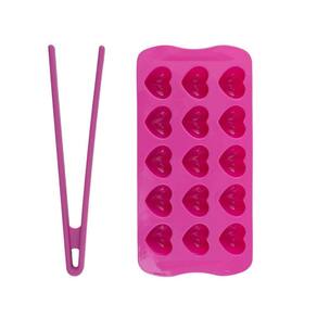 Kit forma de gelo coração e pegador de salada silicone pequeno - Mozcada