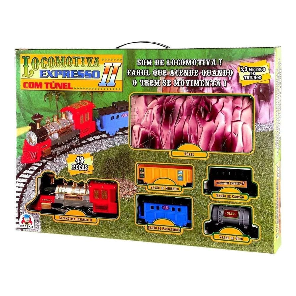 Trem locomotiva solta fumaça brinquedo 