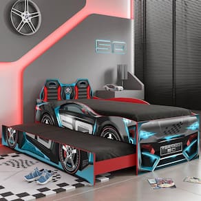 Bicama Infantil Carro Tornado Fun Pura Magia Vermelho