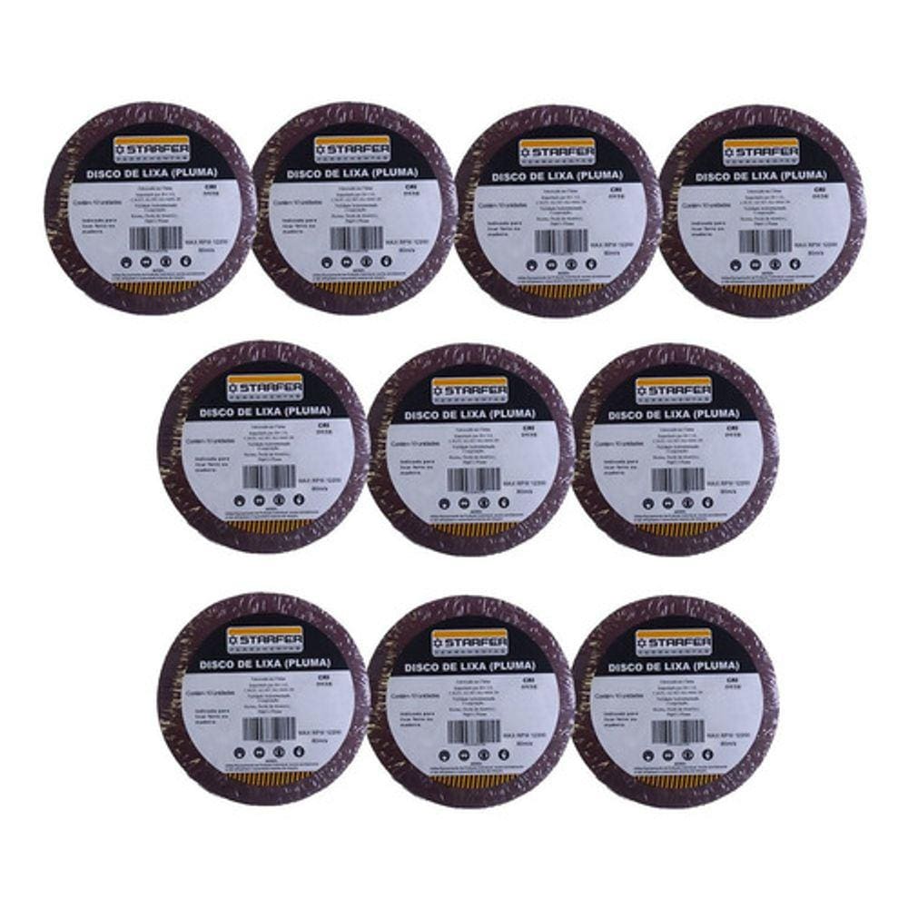 Kit 200 Disco de Lixa Vermelho para Ferro 125mm Grão 120 - Starfer