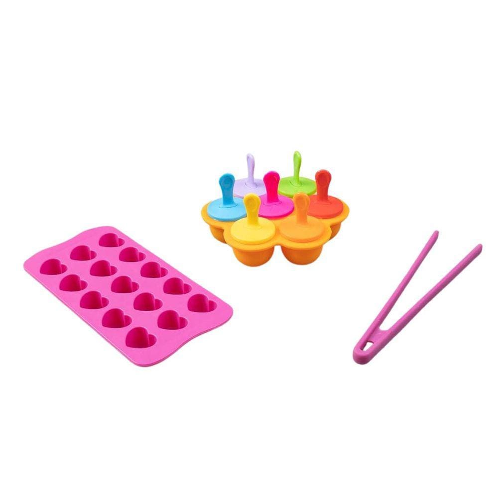 Kit forma de gelo e picolé e pegador de salada p - Mozcada