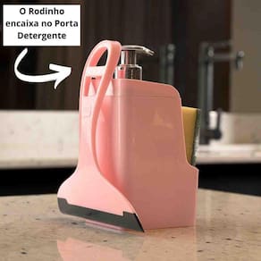Kit 2 Peças Para Pia Cozinha Com Porta Detergente Quadrado E Rodinho UZ