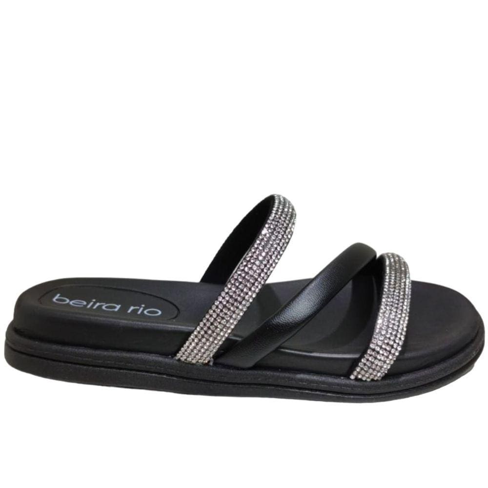Tamanco Feminino Casual Papete Tiras com Strass Beira Rio 8488.108