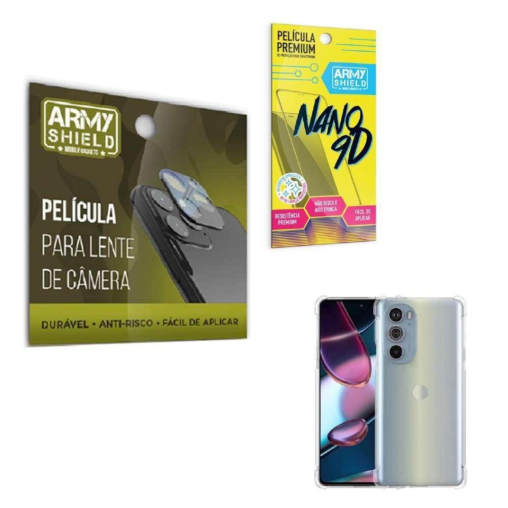 Película De Câmera E Tela Moto Edge 30 Pro + Capa Anti Shock