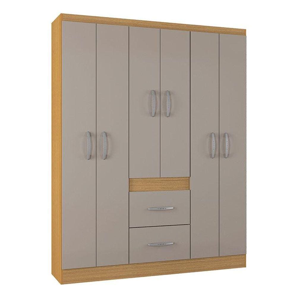 Guarda Roupa Casal Milão 6 Portas Damasco Off White - Poquema