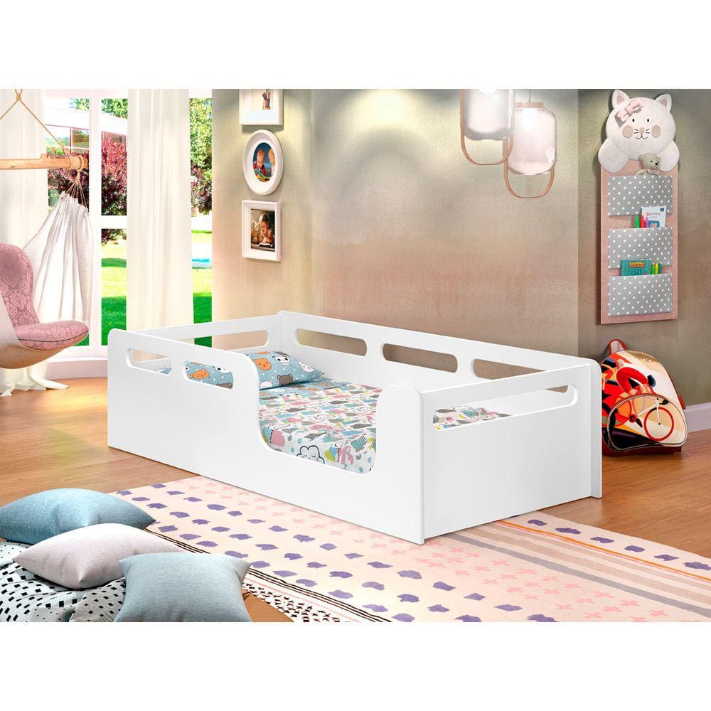 Cama De Solteiro Montessori Criança Infantil Branco