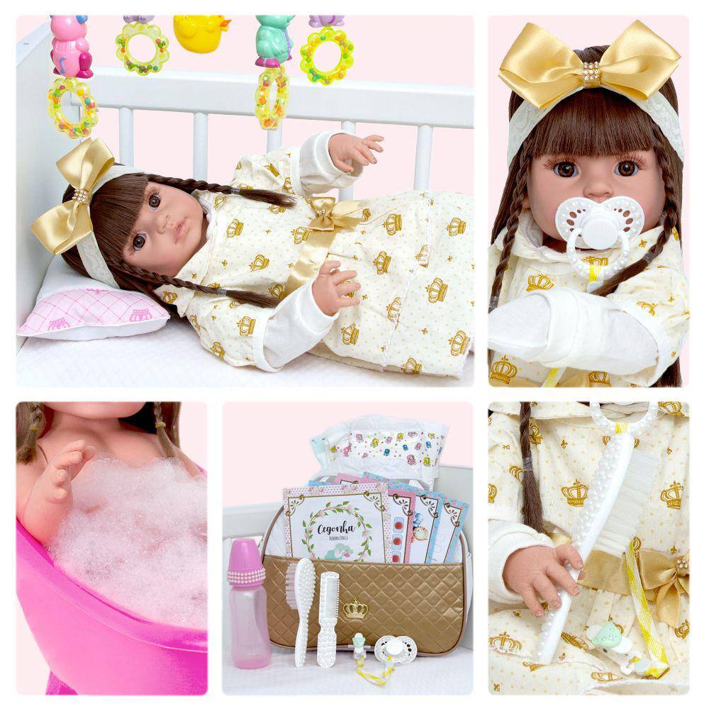 Boneca bebe reborn realista corpo todo de silicone dominio imports