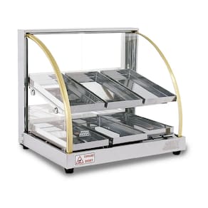 Estufa Vitrine Elétrica Curva Duplo Quente 6 Bandejas Inox Tita