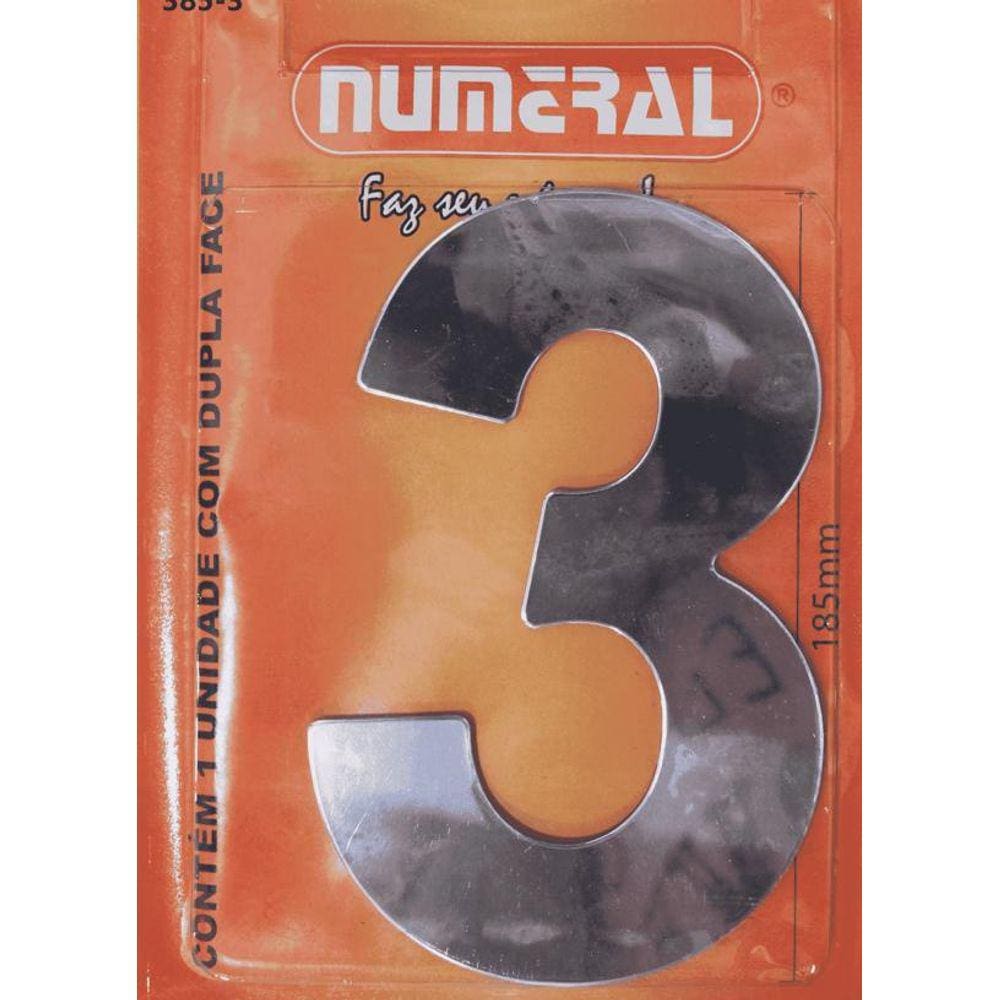Número Residencial Numeral N.3 60Mm Espelhado