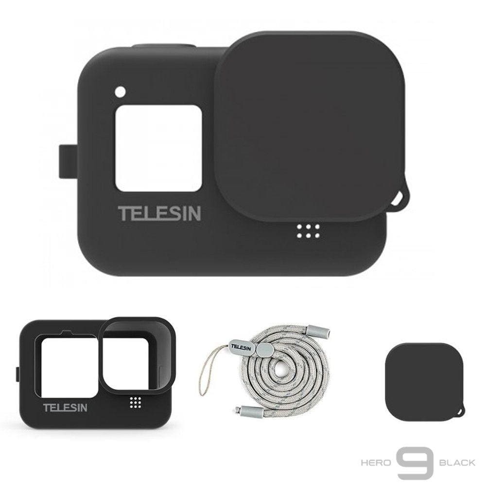 Capa de Silicone Preto + Cordão GoPro 9, 10 e 11 Black - Telesin