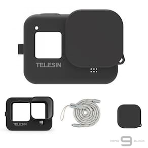 Capa de Silicone Preto + Cordão GoPro 9, 10 e 11 Black - Telesin