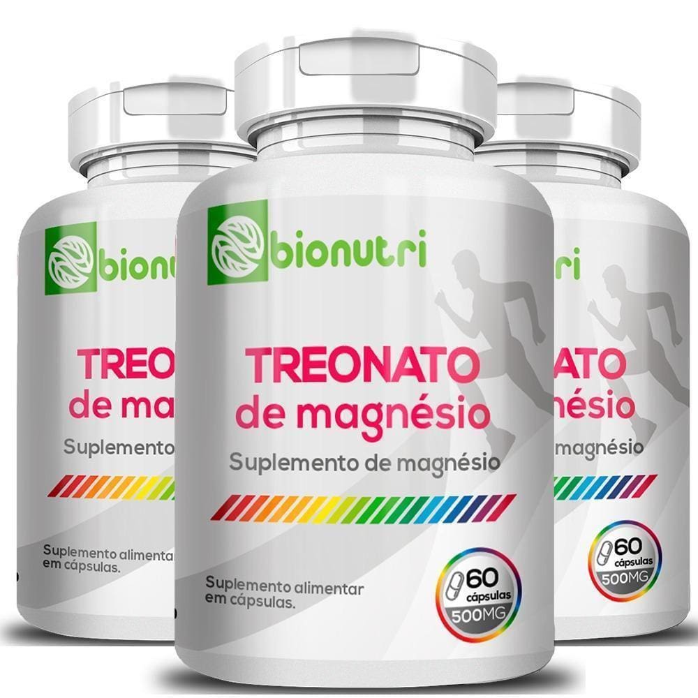 Kit 03X Magnésio L-Treonato 60 Cápsulas Cada Bionutri