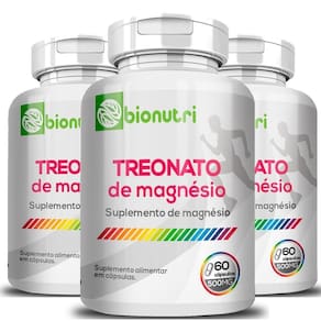 Kit 03X Magnésio L-Treonato 60 Cápsulas Cada Bionutri