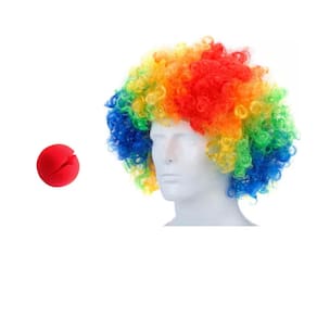 Fantasia de Palhaço Unissex C/ Peruca e Nariz Circo Festas