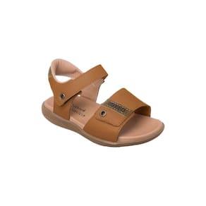 Sandália Infantil Masculina Ortopé Autêntica Couro Fecho Duplo Caramelo
