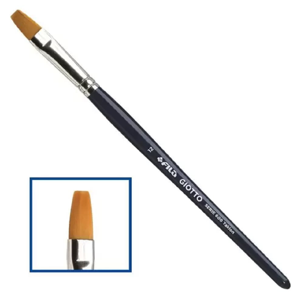 Pincel Chato N° 12 Art 600 Taklon Giotto - Caixa 12 Unid.