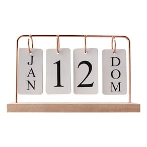 Calendário Permanente De Mesa Madeira Home Office Decoração