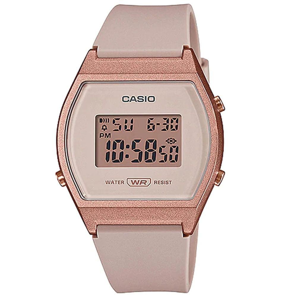 Relógio CASIO feminino bege rosê digital LW-204-4ADF
