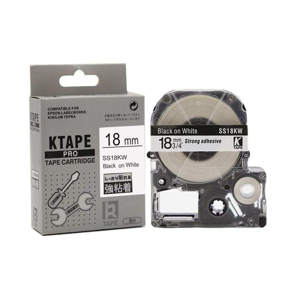 Fita Compatível Epson Lk-5WBN Branca Letra Preta 18mm