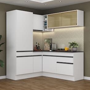 Armário De Cozinha De Canto Rodapé Multimóveis Branco/preto