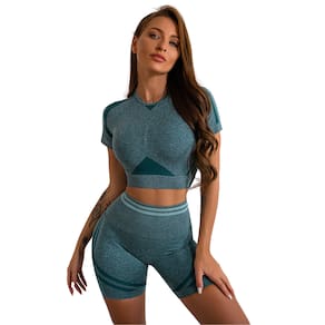 Conjunto Fitness Hupana Top Cropped Short Empina Bumbum