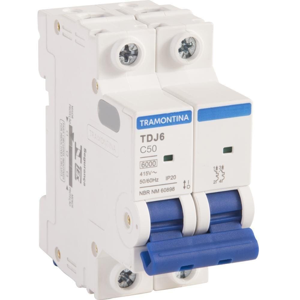 Minidisjuntor Tdj6Ka 2 P 50 A Curva C Tramontina