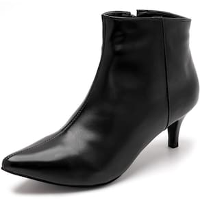 Bota Feminina Zíper Salto Baixo Bico Fino Lisa Casual Estilo