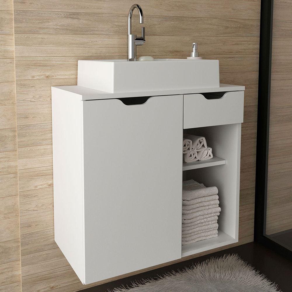 Armário De Banheiro 1 Porta 1 Gaveta Branco Bn3605 - Tecno Mobili