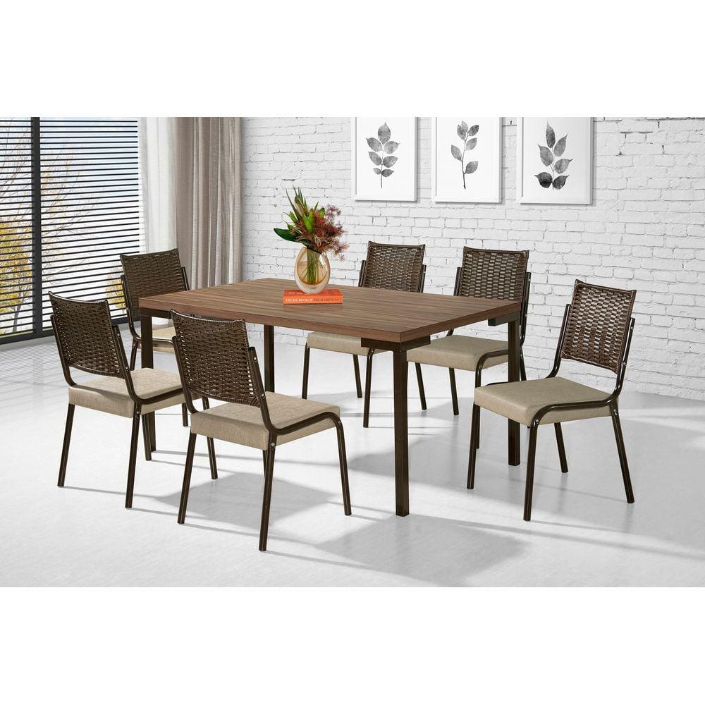 Jogo Mesa Inovare 1,60X0,90 MDP-6 Cad.Rainha Junco Tampo Tinto Trendi - Tubo Chocolate