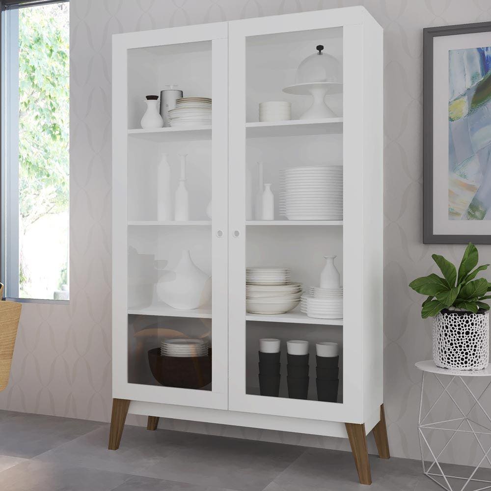 Cristaleira 2 Portas De Vidro 0808 Branco - Genialflex