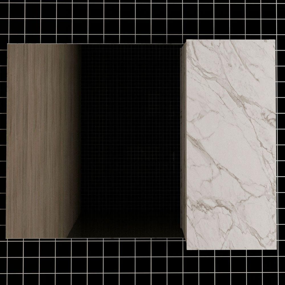Armário De Banheiro 1 Porta 2 Prateleiras Com Espelho Mármore Branco Bn3602 - Tecno Mobili