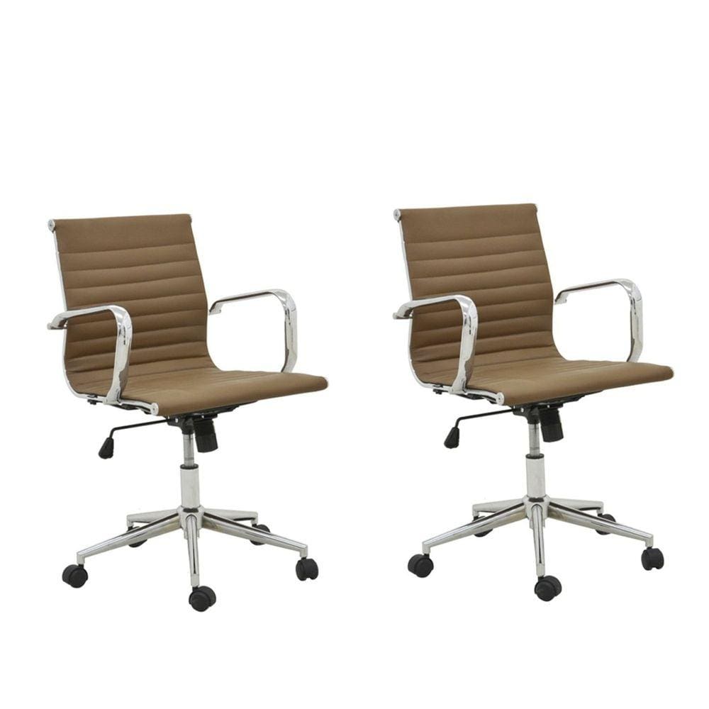 Conjunto 2 Cadeiras Poliuretano Office Sevilha Rivatti Móveis  Cinza