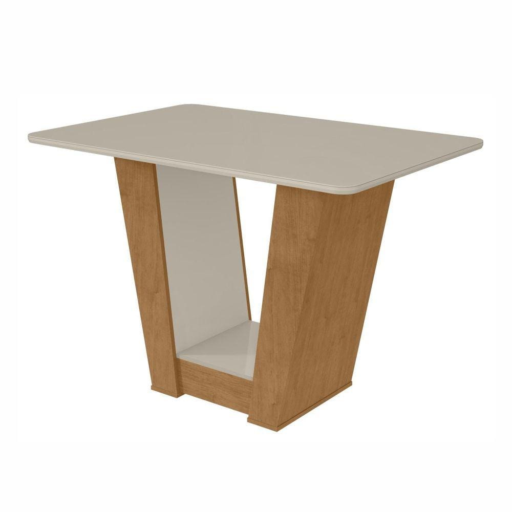 Mesa de Jantar 120x80cm Tampo MDF/Vidro Apogeu Móveis Lopas Amêndoa Clean/Off White
