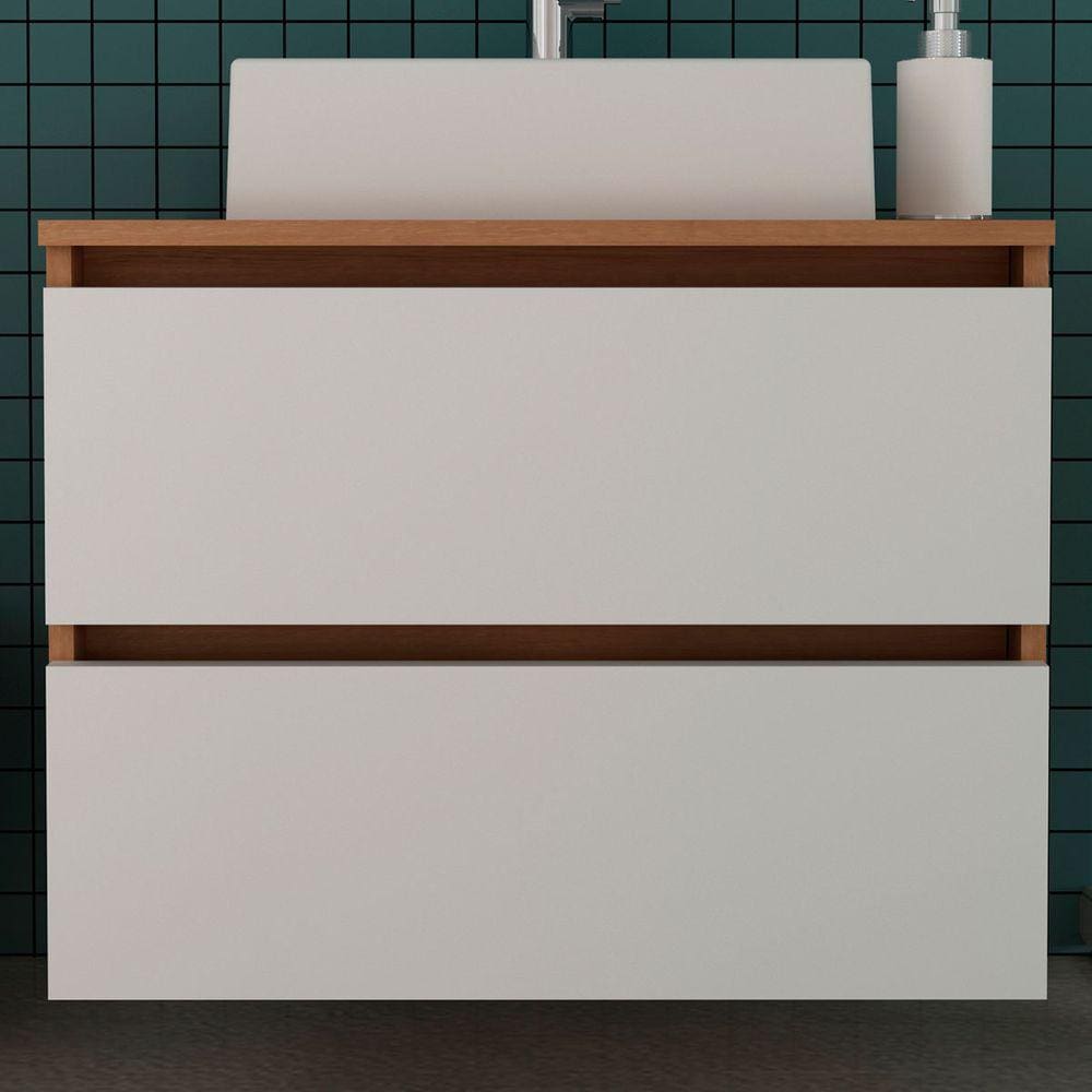 Armário De Banheiro 2 Gavetas Amêndoa/branco Bn3607 - Tecno Mobili